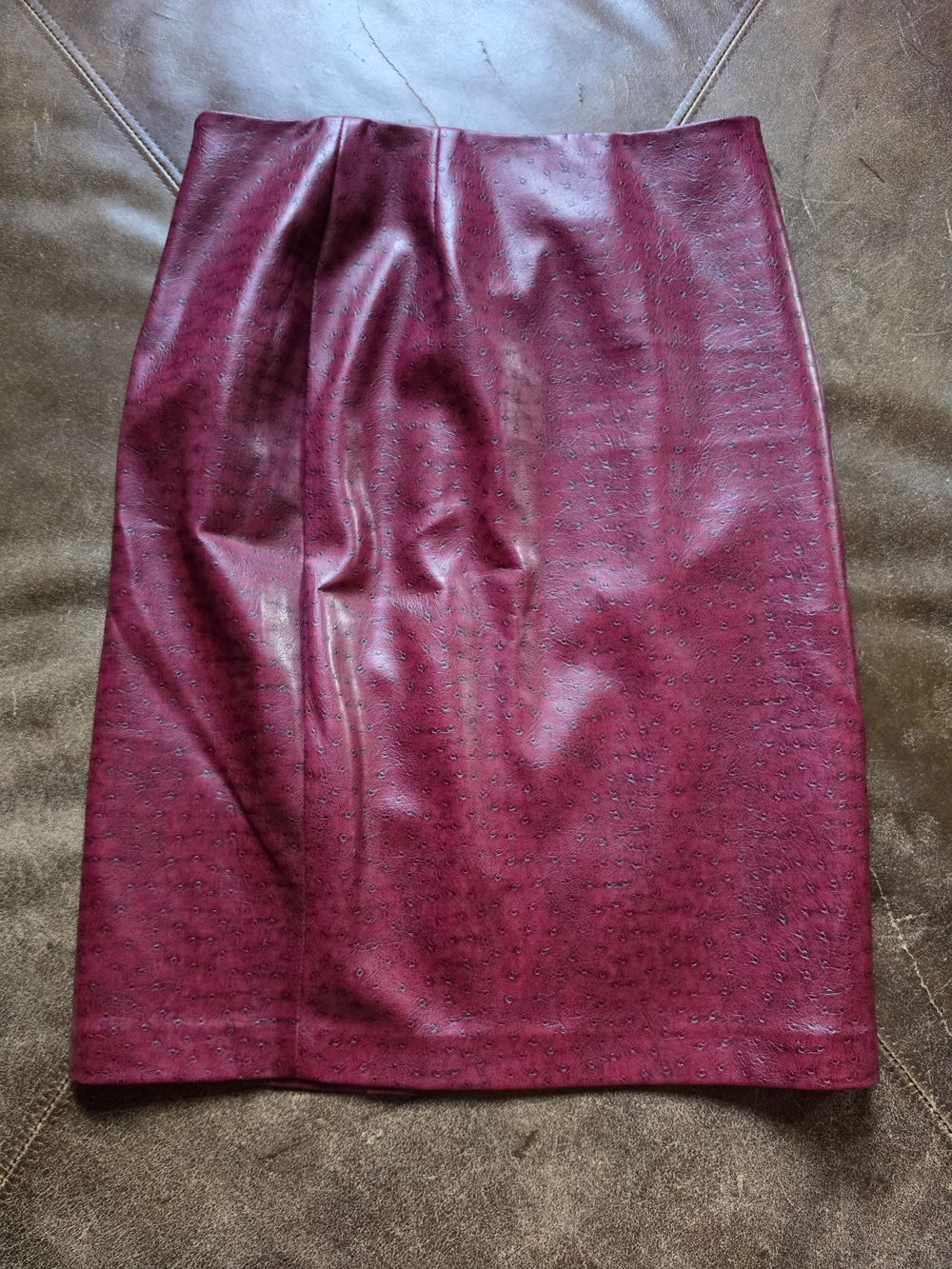 Vintage Teenflo Burgundy Faux Leather Skirt Y2K Size 2